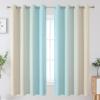 imageEstelar Textiler Aqua and Beige Gradient Blackout Curtains for Boys Room Ombre Thermal Insulated Noise Reducing Blackout Drapes for Playroom Full Room Darkening Grommet Curtains 52Wx63L 2 Panels