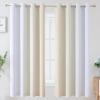 imageEstelar Textiler Beige and Grayish White Blackout Curtains ampamp Drapes for Bedroom Thermal Insulated Ombre Blackout Drapes Full Room Darkening Energy Saving Curtains for Living Room 52Wx63L 2 Panels