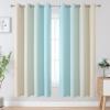 imageEstelar Textiler Full Room Darkening Gradient Blackout Curtains 72 Inch Length 2 Panels Set Ombre Aqua and Beige Thermal Insulated Full Light Blocking Grommet Blackout Drapes for Bedroom 52Wx72L