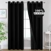 imageEstelar Textiler Khaki 100 Blackout Curtains for BedroomThermal Insulated Cold and Heat Blocking Grommet Curtains for Living Room Full Room Darkening Window Drapes with Black Liner52Wx84L2 PanelsBlack