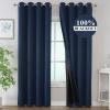 imageEstelar Textiler Khaki 100 Blackout Curtains for BedroomThermal Insulated Cold and Heat Blocking Grommet Curtains for Living Room Full Room Darkening Window Drapes with Black Liner52Wx84L2 PanelsNavy Blue