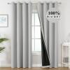 imageEstelar Textiler Khaki 100 Blackout Curtains for BedroomThermal Insulated Cold and Heat Blocking Grommet Curtains for Living Room Full Room Darkening Window Drapes with Black Liner52Wx84L2 PanelsLight Grey