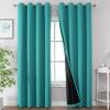 imageEstelar Textiler Khaki 100 Blackout Curtains for BedroomThermal Insulated Cold and Heat Blocking Grommet Curtains for Living Room Full Room Darkening Window Drapes with Black Liner52Wx84L2 PanelsTeal