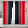 imageEstelar Textiler Ombre Red and Black Curtains 72 Inch Length 2 panels Complete Blackout Curtains for Bedroom Full Room Darkening Grommet Thermal Insulated Gradient Drapes for Living Room 52x72 Inch