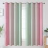 imageEstelar Textiler Ombre Sage Green and Pink Blackout Curtains 63 Inch Length 2 Panels for Playroom Gradient Thermal Insulated Full Light Blocking Grommet Blackout Drapes for Kids Room 52Wx63L
