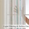 imageEstelar Textiler Sage Green Boho Farmhouse Curtains 84 Inches Long 2 Panels Soft Linen Textured Embroidered Curtains for Living Room Light Filtering Grommet Semi Sheer Drapes for Bedroom 52Wx84LBeigeAqua Embroidery