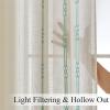 imageEstelar Textiler Sage Green Boho Farmhouse Curtains 84 Inches Long 2 Panels Soft Linen Textured Embroidered Curtains for Living Room Light Filtering Grommet Semi Sheer Drapes for Bedroom 52Wx84LBeigeAqua Embroidery