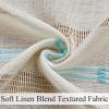 imageEstelar Textiler Sage Green Boho Farmhouse Curtains 84 Inches Long 2 Panels Soft Linen Textured Embroidered Curtains for Living Room Light Filtering Grommet Semi Sheer Drapes for Bedroom 52Wx84LBeigeAqua Embroidery