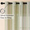imageEstelar Textiler Sage Green Boho Farmhouse Curtains 84 Inches Long 2 Panels Soft Linen Textured Embroidered Curtains for Living Room Light Filtering Grommet Semi Sheer Drapes for Bedroom 52Wx84LSage GreenPink Embroidery