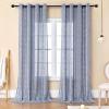 imageEstelar Textiler Sage Green Boho Farmhouse Curtains 84 Inches Long 2 Panels Soft Linen Textured Embroidered Curtains for Living Room Light Filtering Grommet Semi Sheer Drapes for Bedroom 52Wx84LBlueWhite Embroidery