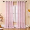 imageEstelar Textiler Sage Green Boho Farmhouse Curtains 84 Inches Long 2 Panels Soft Linen Textured Embroidered Curtains for Living Room Light Filtering Grommet Semi Sheer Drapes for Bedroom 52Wx84LPinkGrey Embroidery