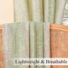 imageEstelar Textiler Sage Green Boho Farmhouse Curtains 84 Inches Long 2 Panels Soft Linen Textured Embroidered Curtains for Living Room Light Filtering Grommet Semi Sheer Drapes for Bedroom 52Wx84LSage GreenPink Embroidery