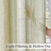 imageEstelar Textiler Sage Green Boho Farmhouse Curtains 84 Inches Long 2 Panels Soft Linen Textured Embroidered Curtains for Living Room Light Filtering Grommet Semi Sheer Drapes for Bedroom 52Wx84LSage GreenPink Embroidery