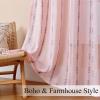 imageEstelar Textiler Sage Green Boho Farmhouse Curtains 84 Inches Long 2 Panels Soft Linen Textured Embroidered Curtains for Living Room Light Filtering Grommet Semi Sheer Drapes for Bedroom 52Wx84LPinkGrey Embroidery