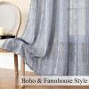 imageEstelar Textiler Sage Green Boho Farmhouse Curtains 84 Inches Long 2 Panels Soft Linen Textured Embroidered Curtains for Living Room Light Filtering Grommet Semi Sheer Drapes for Bedroom 52Wx84LBlueWhite Embroidery