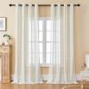 imageEstelar Textiler Sage Green Boho Farmhouse Curtains 84 Inches Long 2 Panels Soft Linen Textured Embroidered Curtains for Living Room Light Filtering Grommet Semi Sheer Drapes for Bedroom 52Wx84LBeigeAqua Embroidery