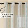 imageEstelar Textiler Sage Green Boho Farmhouse Curtains 84 Inches Long 2 Panels Soft Linen Textured Embroidered Curtains for Living Room Light Filtering Grommet Semi Sheer Drapes for Bedroom 52Wx84LBeigeAqua Embroidery