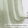 imageEstelar Textiler Sage Green Boho Farmhouse Curtains 84 Inches Long 2 Panels Soft Linen Textured Embroidered Curtains for Living Room Light Filtering Grommet Semi Sheer Drapes for Bedroom 52Wx84LSage Green