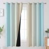 imageEstelar Textiler Aqua and Beige Gradient Blackout Curtains for Boys Room Ombre Thermal Insulated Noise Reducing Blackout Drapes for Playroom Full Room Darkening Grommet Curtains 52Wx63L 2 Panels