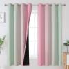 imageEstelar Textiler Ombre Sage Green and Pink Blackout Curtains 63 Inch Length 2 Panels for Playroom Gradient Thermal Insulated Full Light Blocking Grommet Blackout Drapes for Kids Room 52Wx63L