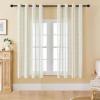 imageEstelar Textiler Sage Green Boho Farmhouse Curtains 84 Inches Long 2 Panels Soft Linen Textured Embroidered Curtains for Living Room Light Filtering Grommet Semi Sheer Drapes for Bedroom 52Wx84LBeigeAqua Embroidery