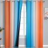 imageThermal Insulated Blue and Orange Curtains for Living Room Complete Light Blocking Ombre Blackout Curtains for Bedroom Full Room Darkening Gradient Grommet Drapes for Boy Room 52x84 Inch 2 Panels