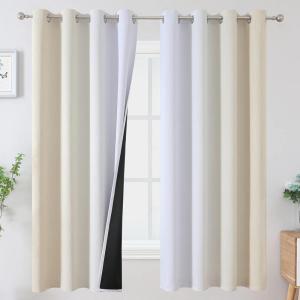 imageEstelar Textiler Beige and Grayish White Blackout Curtains ampamp Drapes for Bedroom Thermal Insulated Ombre Blackout Drapes Full Room Darkening Energy Saving Curtains for Living Room 52Wx63L 2 Panels