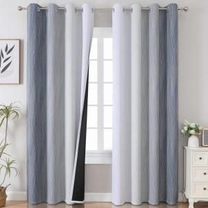 imageEstelar Textiler Grey and Greyish White Blackout Curtains ampamp Drapes for BedroomThermal Insulated Ombre Blackout DrapesFull Room Darkening Energy Saving Gray Curtains for Living Room52Wx84L2 Panels