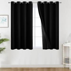 imageEstelar Textiler Khaki 100 Blackout Curtains for BedroomThermal Insulated Cold and Heat Blocking Grommet Curtains for Living Room Full Room Darkening Window Drapes with Black Liner52Wx84L2 PanelsBlack
