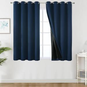 imageEstelar Textiler Khaki 100 Blackout Curtains for BedroomThermal Insulated Cold and Heat Blocking Grommet Curtains for Living Room Full Room Darkening Window Drapes with Black Liner52Wx84L2 PanelsNavy Blue