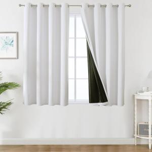 imageEstelar Textiler Khaki 100 Blackout Curtains for BedroomThermal Insulated Cold and Heat Blocking Grommet Curtains for Living Room Full Room Darkening Window Drapes with Black Liner52Wx84L2 PanelsWhite