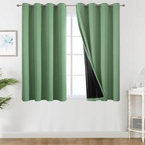 imageEstelar Textiler Khaki 100 Blackout Curtains for BedroomThermal Insulated Cold and Heat Blocking Grommet Curtains for Living Room Full Room Darkening Window Drapes with Black Liner52Wx84L2 PanelsSage Green
