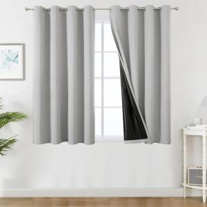 imageEstelar Textiler Khaki 100 Blackout Curtains for BedroomThermal Insulated Cold and Heat Blocking Grommet Curtains for Living Room Full Room Darkening Window Drapes with Black Liner52Wx84L2 PanelsLight Grey