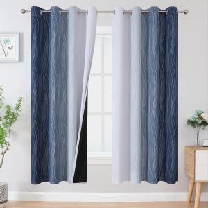imageEstelar Textiler Navy Blue and Grayish White Blackout Curtains for Bedroom 72 Inches Long Thermal Insulated Ombre Blackout Drapes Room Darkening Energy Saving Drapes for Living Room52Wx72L2 Panels