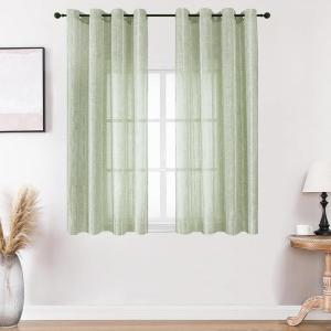 imageEstelar Textiler Sage Green Boho Farmhouse Curtains 84 Inches Long 2 Panels Soft Linen Textured Embroidered Curtains for Living Room Light Filtering Grommet Semi Sheer Drapes for Bedroom 52Wx84LSage Green