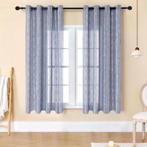imageEstelar Textiler Sage Green Boho Farmhouse Curtains 84 Inches Long 2 Panels Soft Linen Textured Embroidered Curtains for Living Room Light Filtering Grommet Semi Sheer Drapes for Bedroom 52Wx84LBlueWhite Embroidery