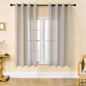 imageEstelar Textiler Sage Green Boho Farmhouse Curtains 84 Inches Long 2 Panels Soft Linen Textured Embroidered Curtains for Living Room Light Filtering Grommet Semi Sheer Drapes for Bedroom 52Wx84LGreyYellow Embroidery