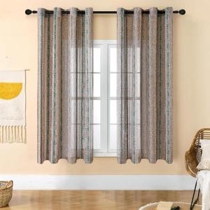 imageEstelar Textiler Sage Green Boho Farmhouse Curtains 84 Inches Long 2 Panels Soft Linen Textured Embroidered Curtains for Living Room Light Filtering Grommet Semi Sheer Drapes for Bedroom 52Wx84LBrownTeal Embroidery