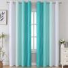 imageEstelar Textiler Teal and Grayish White Blackout Curtains for Living Room Ombre Thermal Insulated Noise Reducing Blackout Drapes for Bedroom Full Room Darkening Grommet Curtains 52Wx84L 2 Panels