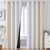 imageEstelar Textiler Beige and Greyish White Blackout Curtains for Living Room Full Room Darkening Gradient Drapes for Bedroom Thermal Insulated Ombre Grommet Curtains for Dining Room52Wx84L2 Panels