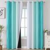 imageEstelar Textiler Teal and Grayish White Blackout Curtains for Living Room Ombre Thermal Insulated Noise Reducing Blackout Drapes for Bedroom Full Room Darkening Grommet Curtains 52Wx84L 2 Panels