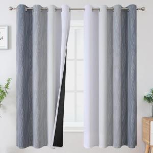 imageEstelar Textiler Grayish White and Grey Blackout Curtains for Living Room Ombre Thermal Insulated Noise Reducing Blackout Drapes for Bedroom Full Room Darkening Grommet Curtains 52Wx63L 2 Panels