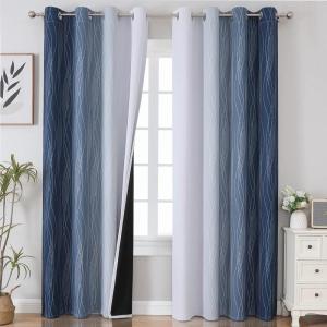 imageEstelar Textiler Navy Blue and Greyish White Blackout Curtains for Bedroom 84 Inches Long Full Room Darkening Grommet Curtains for Living RoomThermal Insulated Ombre Drapes52Wx84L2 Panels