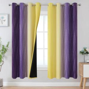 imageEstelar Textiler Purple and Yellow Ombre Blackout Curtains 72 Inches Long for Living Room Thermal Insulated Gradient Full Light Blocking Grommet Blackout Drapes for Bedroom 52Wx72L 2 Panels