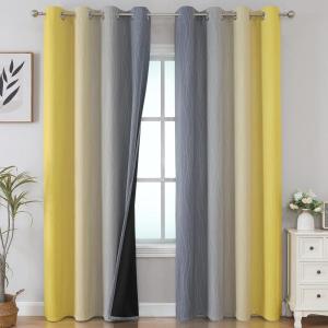 imageGrey and Yellow Blackout Curtains 84 Inch Length 2 Panels Set Blackout Curtains for Living Room Thermal Insulated Gradient Drapes Light Blocking Ombre Curtains for Boys Bedroom 52W x 84L Inches