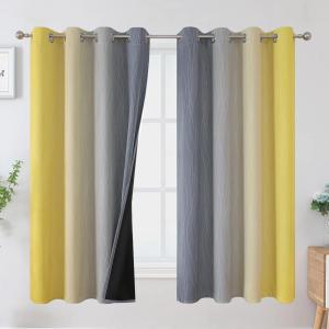 imageOmbre Gray and Yellow Blackout Curtains 63 Inch Length 2 panels Full Room Darkening Curtains for Kids Room Grommet Thermal Insulated Gradient Drapes Light Blocking Curtains for Bedroom 52x63 Inch
