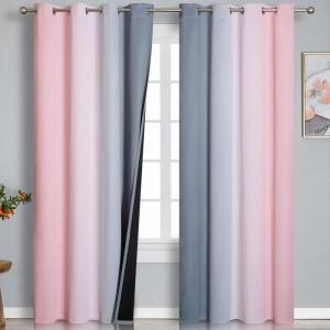 imageOmbre Pink and Gray Blackout Curtains 96 Inches Long Full Room Darkening Curtains for Bedroom Grommet Thermal Insulated Gradient Drapes Full Light Blocking Curtains 2 Panels52x96 Inch
