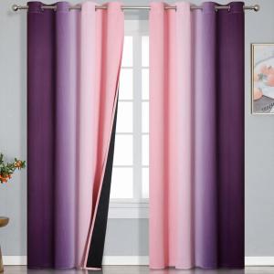 imageOmbre Pink and Purple Blackout Curtains 84 Inches Long Full Room Darkening Curtains for Bedroom Completely Light Blocking Grommet Thermal Insulated Gradient Drapes for Kids Room52x84 Inch 2 Panels