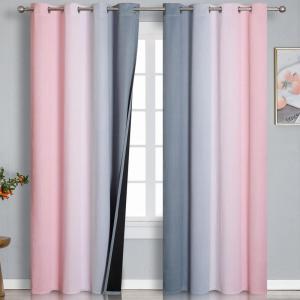 imagePink and Grey Blackout Curtains 84 inch LengthOmbre Full Room Darkening Window Curtains for Living RoomGrommet Thermal Insulated DrapesLight Blocking Curtains for Girls Bedroom52x84 Inch 2 Panels