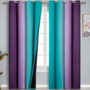 imageTeal Blackout Curtains 84 Inches Long Ombre Purple Blackout Curtains for Bedroom Grommet Thermal Insulated Gradient Drapes Full Light Blocking Curtains for Kids Room52x84 Inch 2 Panels